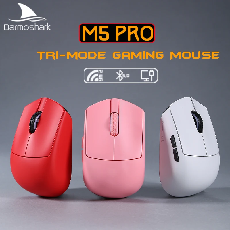 Darmoshark M5PRO 8K Wireless Bluetooth Gaming Mouse PAM3950 N52840 30000DPI Optical Mice For Laptop Computer  PC With 4K Receive