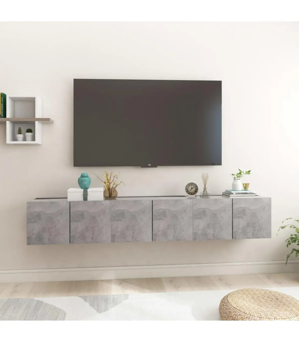 Furniture TV furniture hanging TV 3 units gray concrete 60x30x30 cm