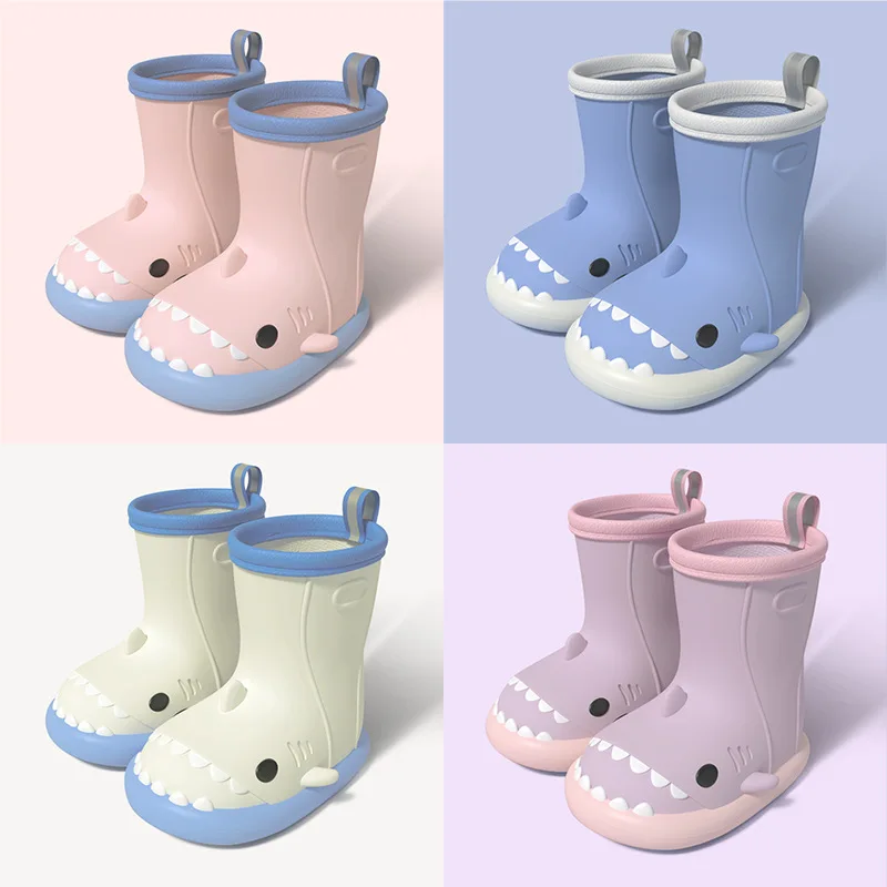 Shark Shape Color Changing Rain Boots Boys Girls Cartoon Waterproof EVA Jelly Boots Cute Baby Outdoor Soft Soled Non-slip Boots
