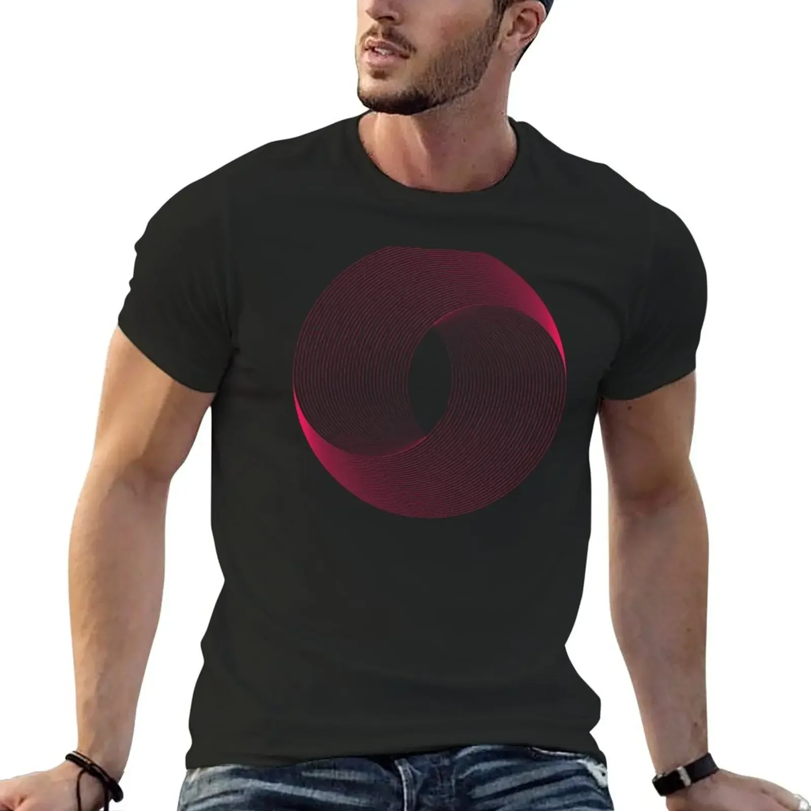 Geometric Magenta color 3D Circle T-Shirt summer clothes summer tops aesthetic clothes funny t shirts for men