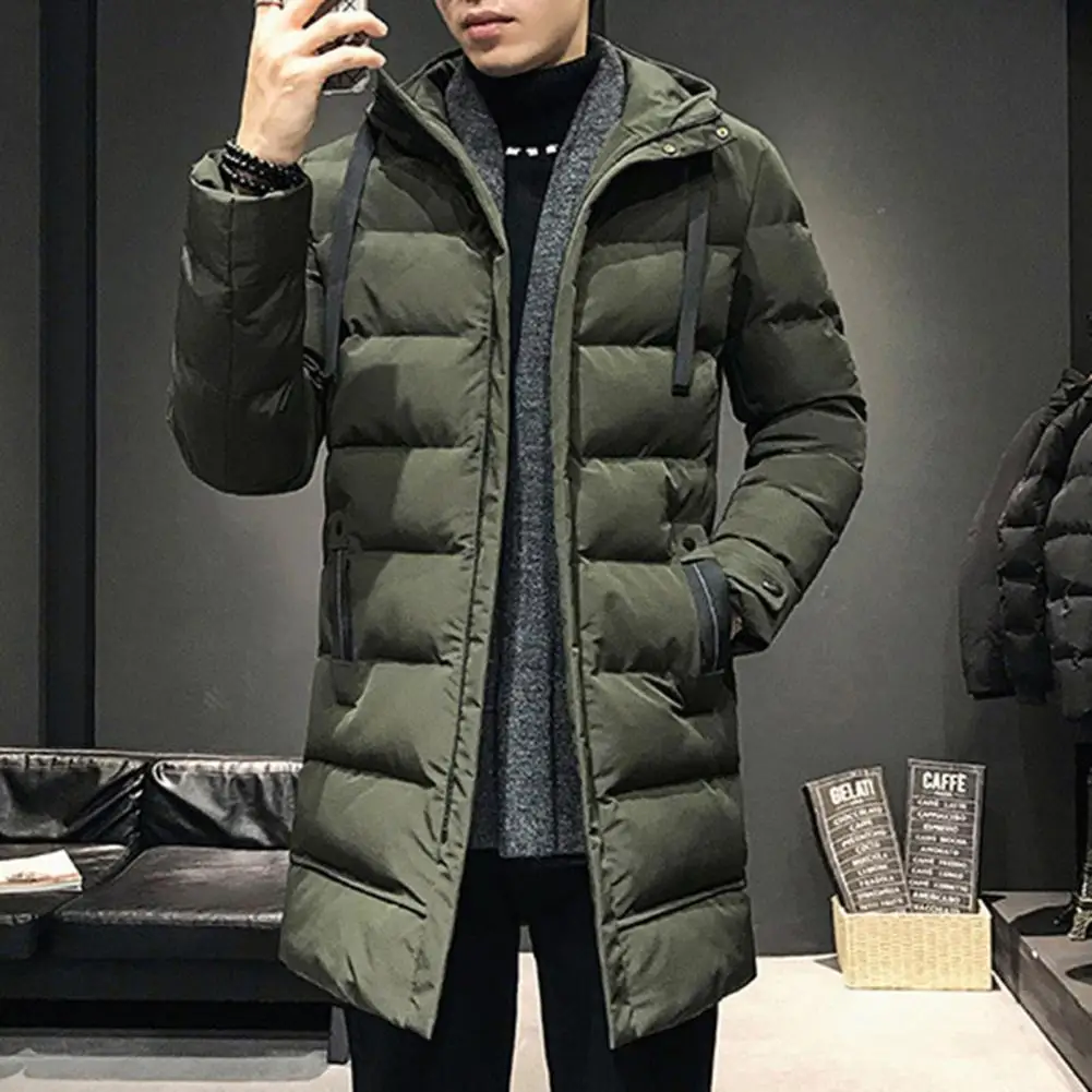 

Men Winter Parka Down Coat Hooded Ultimate Warmth Wind Protection High Collar Mid-length Outdoor Snow Jacket