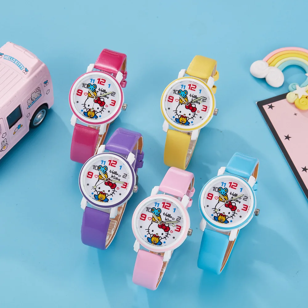 

Часы Sanrio Hello Kitty, модные часы для девочек, каваи, кварцевые повседневные модные наручные часы для женщин и девочек, подарки на день рождения и праздник