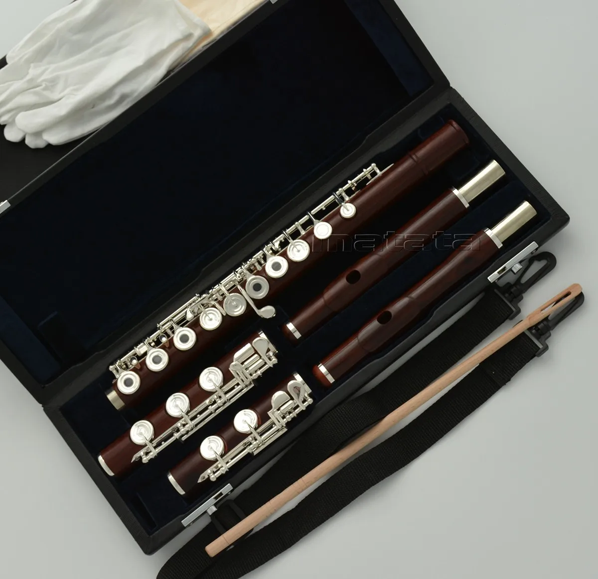 Fast Ship rosewood Flute C Key 17 Open Holes Offset G With 2 Headjoint B Foot + C Foot
