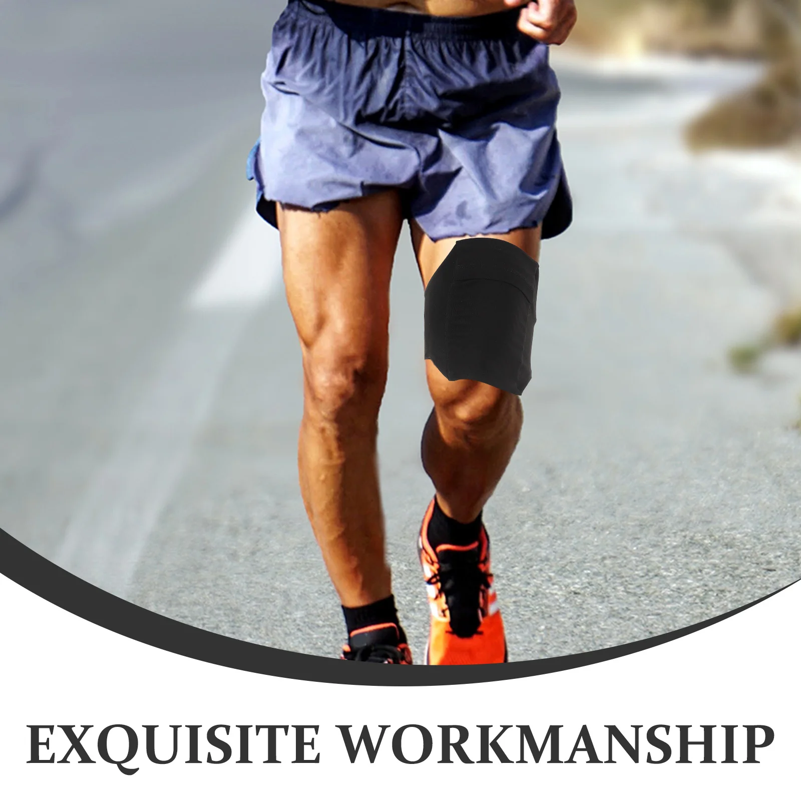 Picture 6: Men's Black Running Leg Band Phone Holder Adjustable Exercise Carrier Stable Sports Phone Belt Bag for Jogging Outdoor Fitness