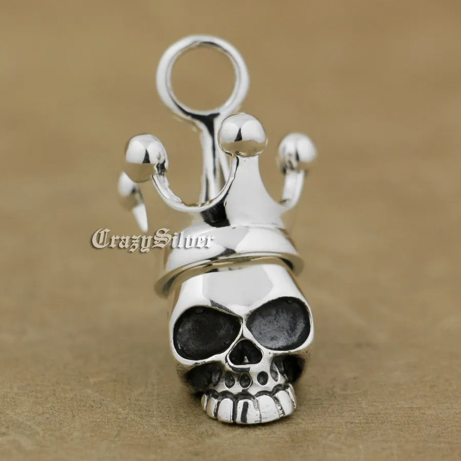 

Crown Skull 925 Sterling Silver Pendant Biker Punk Jewelry 9S009