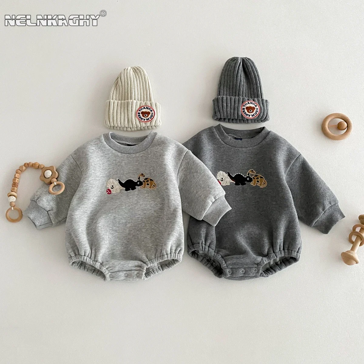 

Spring Autumn New in Infant Baby Cute Clothing - Kids Toddler Thick Embroidery Dinosaur Jumpsuits ,newborn Bodysuits 0-24M
