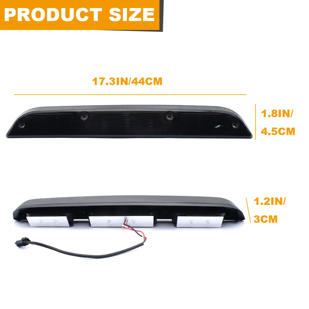 Smoke 3rd Tail Stop Cargo Light for Ford 2015-2017 F150 Black LED Third Brake Rear