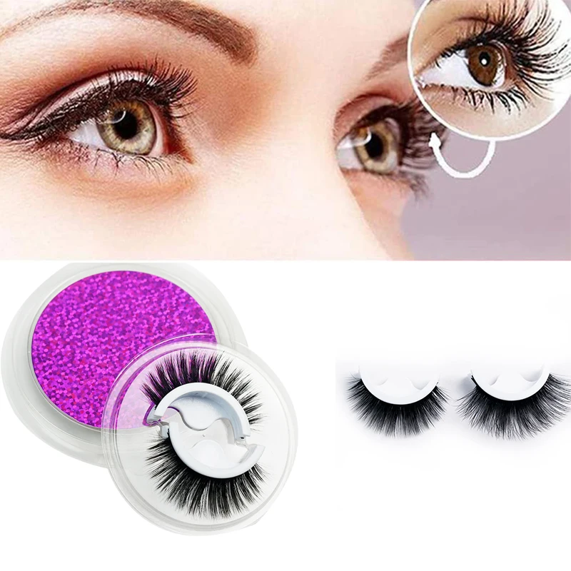 

1Pair Reusable Self-adhesive False Eyelashes 3D Mink Lashes Glue-free Eyelash Extension 3 Seconds to Wear No Glue Needed Lashes