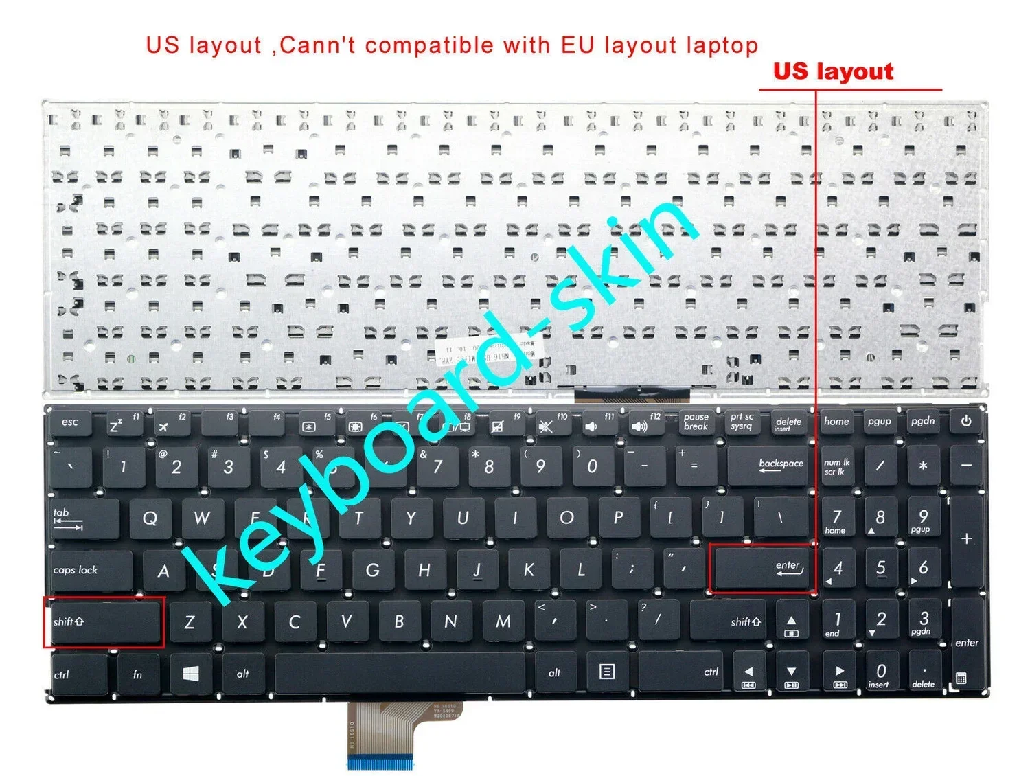 لوحة مفاتيح أمريكية جديدة بدون إضاءة خلفية لـ Asus ZenBook UX510U UX510UA UX510/UA/UW UV510 U5000 U5000U/UQ/UX V510 V510UX V510U V510UX7200
