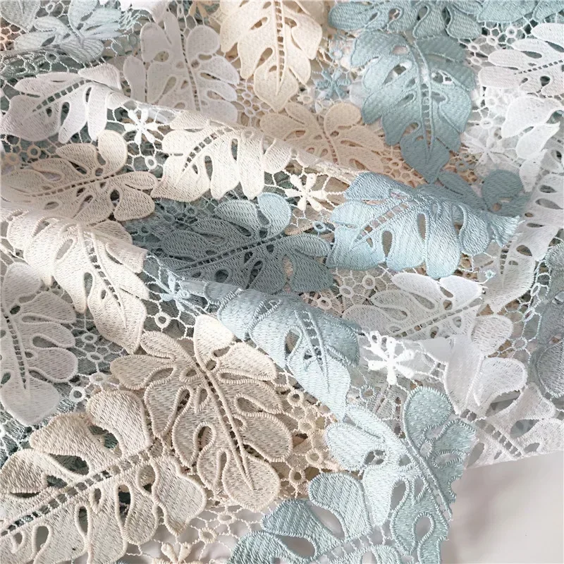 50cm High Quality Water-Soluble Lace Sewing Hollow Out Leaves Embroidery Fabrics Women\'s Dress Lace Accessories Blended Fabric