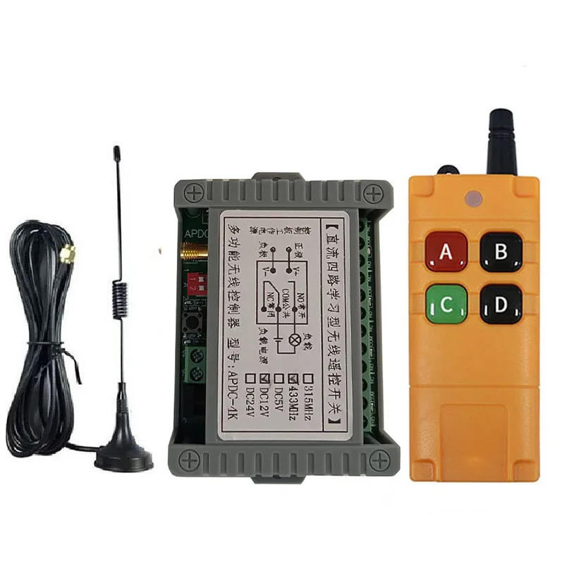 

2000m DC12V 24V 4CH Wireless Remote Control LED Light Switch Relay Output Radio RF Transmitter And 433 MHz Receiver For garage