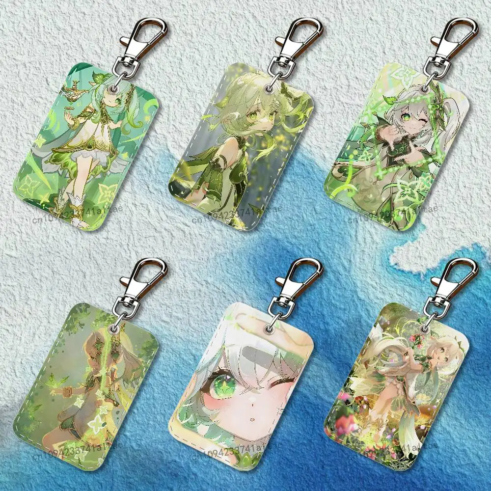 

Genshin Impact Grass God Rectangle Access Card Case Leather Card Holder Keychain Key Ring Transportation Card Case
