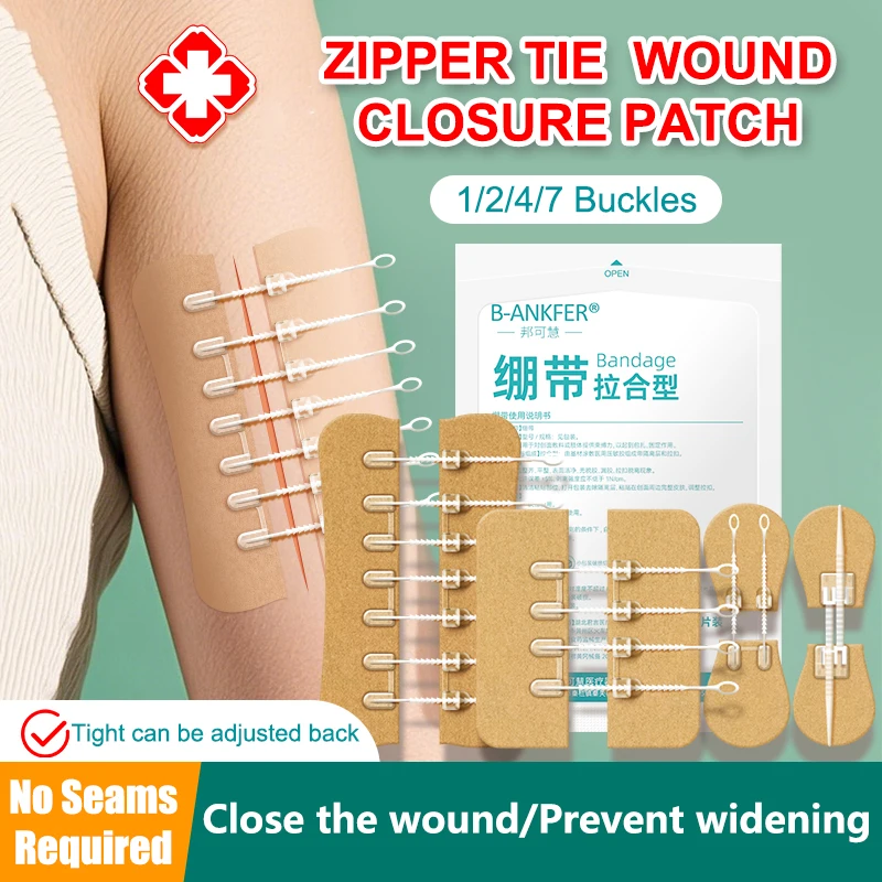 

Zipper Tie Wound Closure Patch Hemostatic Patch Wound Fast Without Suture Zipper Outdoor Band-Aid Portable Quick Clot Wound