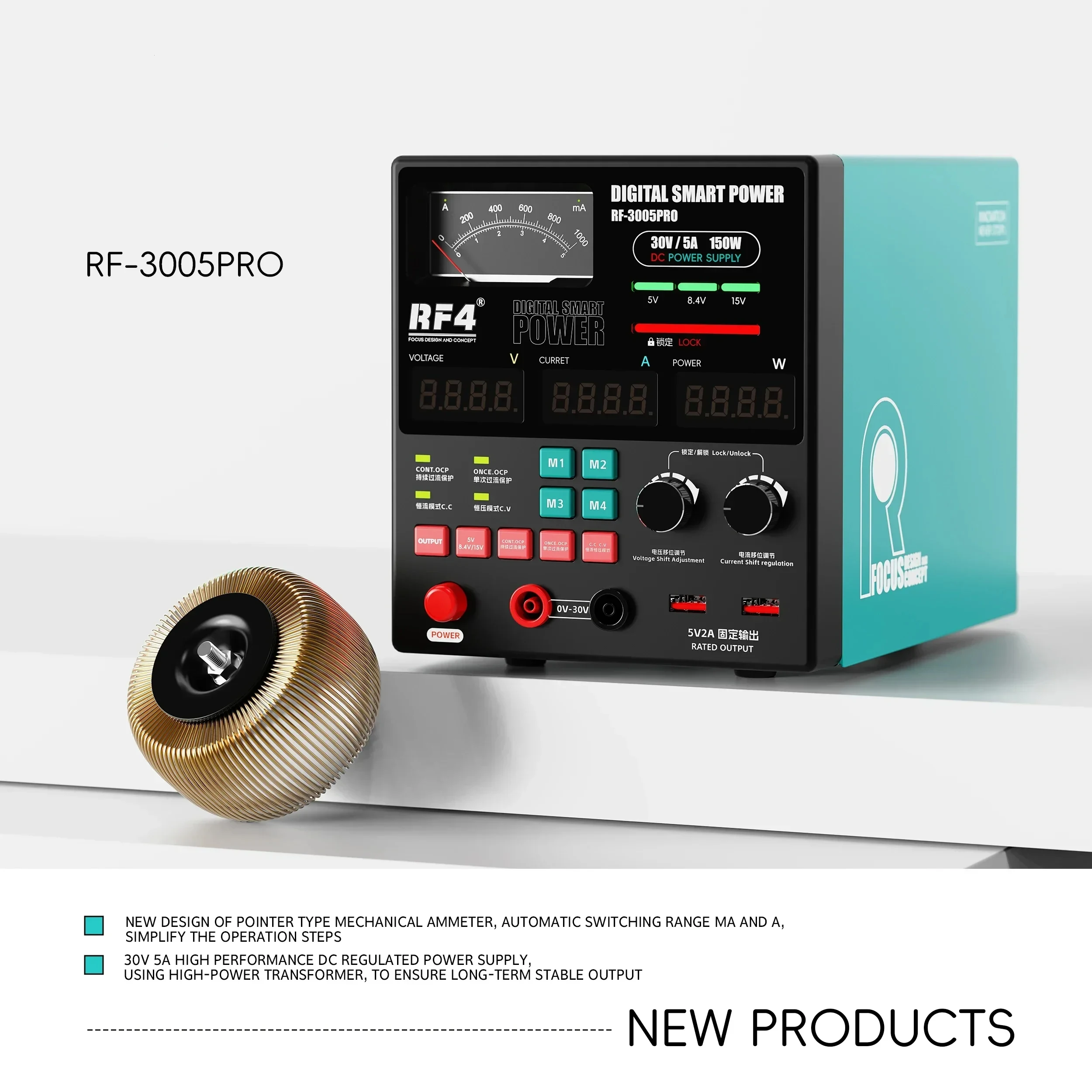 IParts RF4 RF-3005D Pro Digital Smart Power Meter with Intelligent Temperature Sensing and Automatic Heat Dissipation