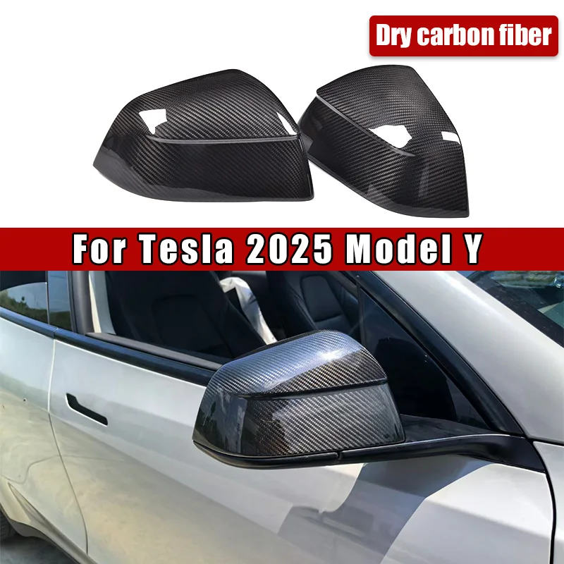 

Для Tesla Model Y 2025 года, набор из сухого углеродного волокна, 2 предмета, колпачки для зеркал, боковые колпачки заднего вида