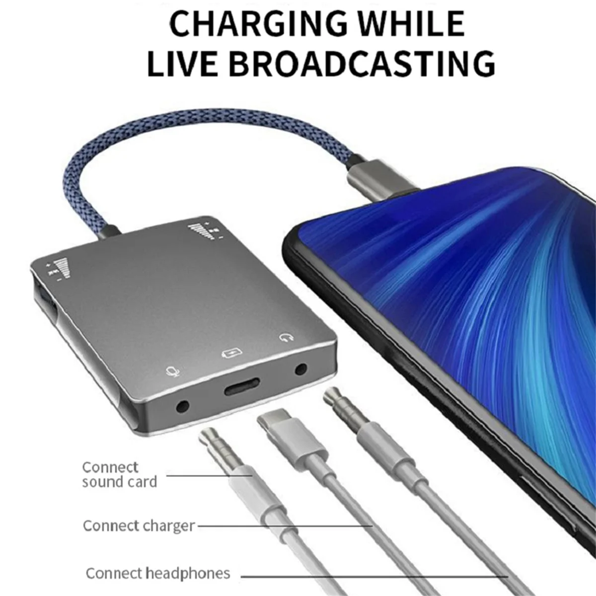 

A97ZZ USB C Live Sound Card Speaker 3.5mm Audio Interface Adapter for Huawei/Samsung Headphone High Quality Live Converter