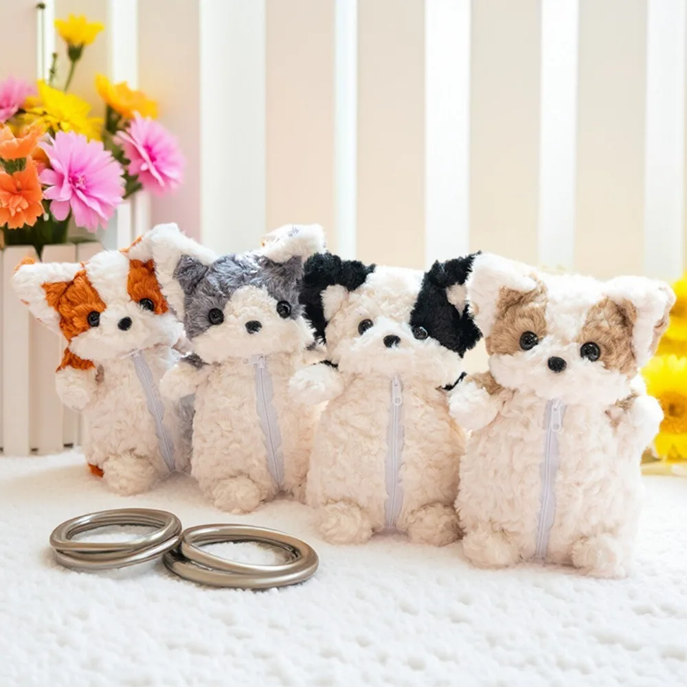 

Cute Corgi Little Dog Doll Pencil Bag Simulated Stuffed Dog Doll Stationery Bag Cartoon Plush Little Dog Pen Pouch Student