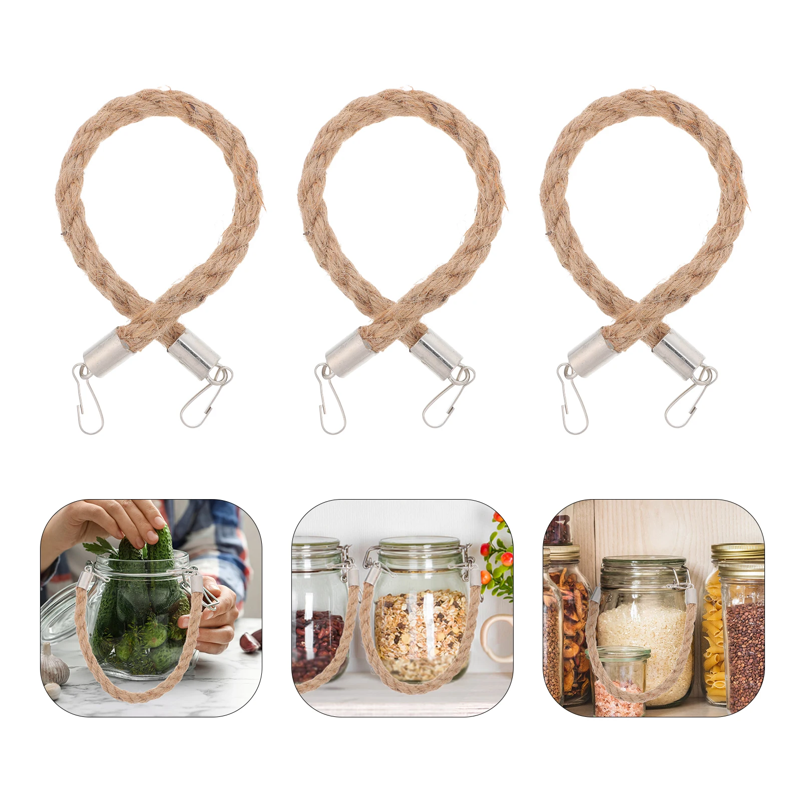 

6pcs Burlap Mason Handles Hangers Universal Vintage Canning Jars Accessories Sturdy Handles For Home Decor Picnic Party