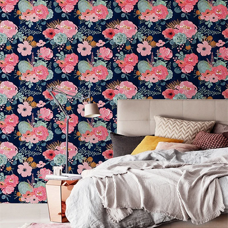 Thickened floral wallpaper furniture bedroom living room wall renovation and renovation waterproof vinyl self-adhesive paper