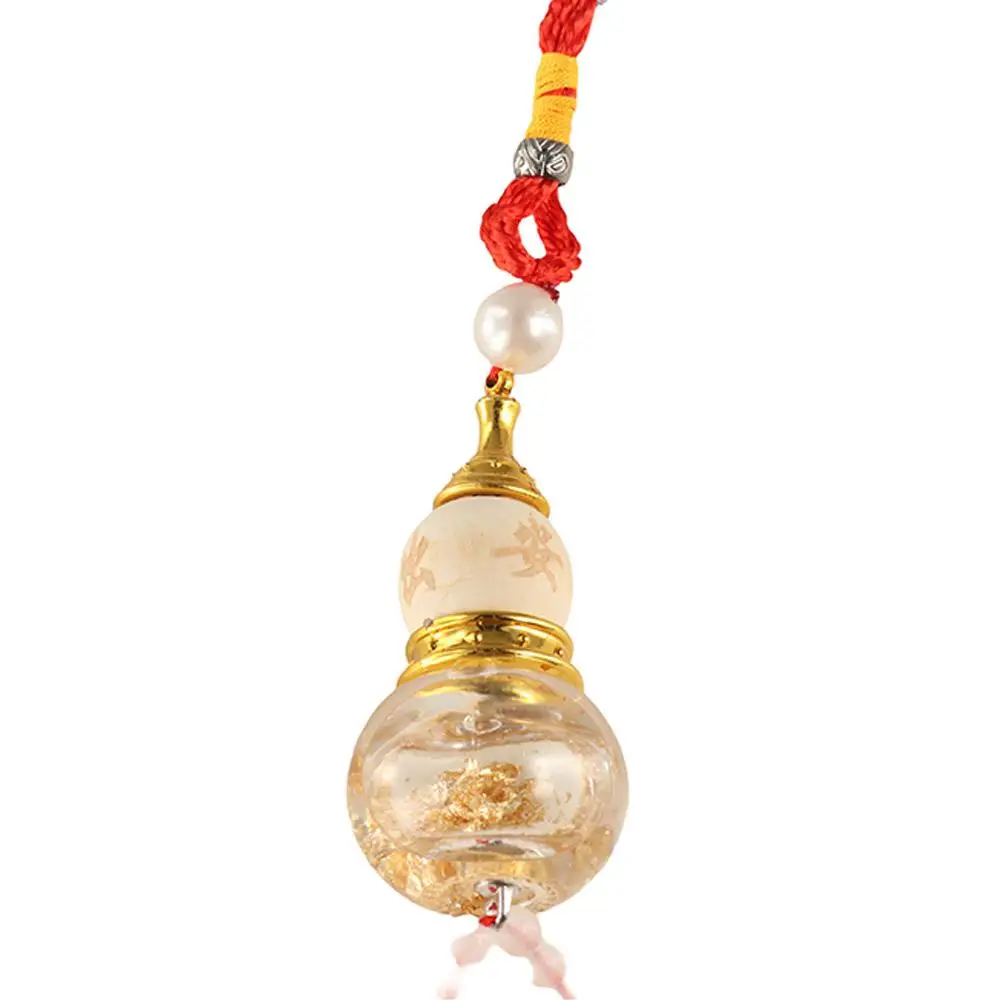 Chinese Style Glass Bottle Gourd Pendant Gourd Shaped Cartoon Double Spike Gourd Pendant Gold Foil Bottom Mini Gourd Bottle