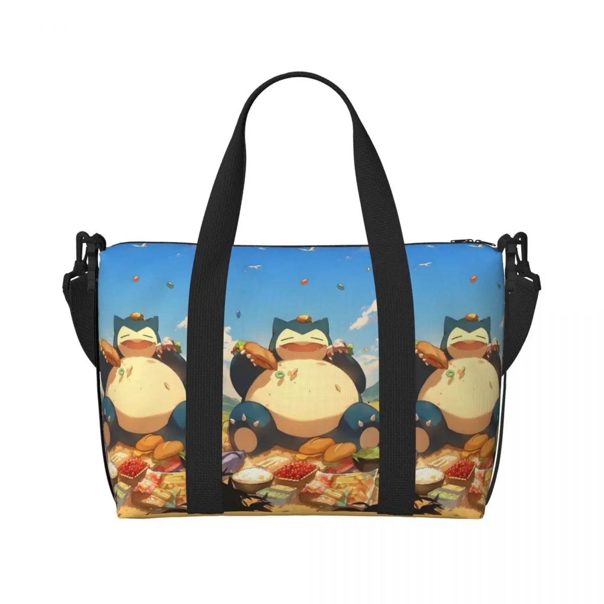 

Custom Snorlaxs Tote Bag for Women Big Capacity Cartoon Beach Gym Travel Bags