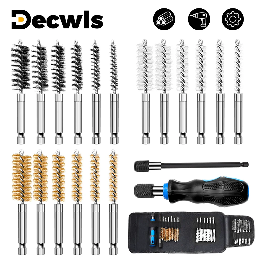 

20PCS Pipe Brush Kit 8-19mm Brush Diameter With Extension Rod For Cleaning Pipe 1/4"Hexagonal Handle Rust Removal Polishing Tool