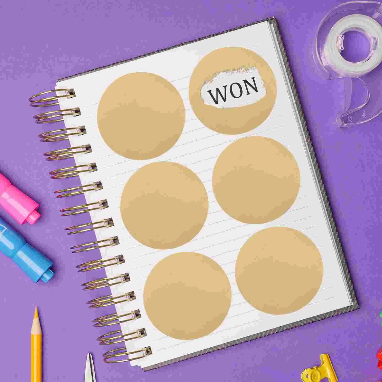 Gold Circle Stickers Scratch off Game Props Tickets for Prizes Reward Cards Pvc Self-adhesive Decals