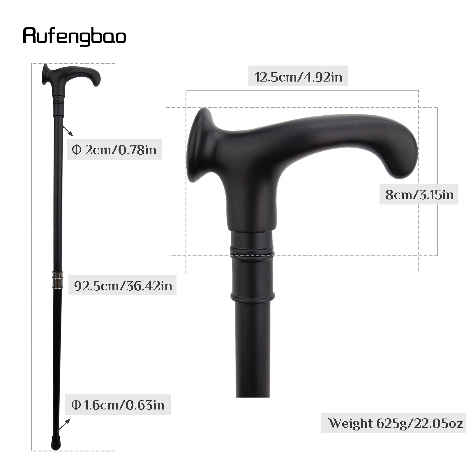 Varitas de hadas de aleación ergonómicas negras, bastón para caminar en espiral para mano izquierda, varita para Cosplay, palo para fiesta de cumpleaños y boda, 92cm