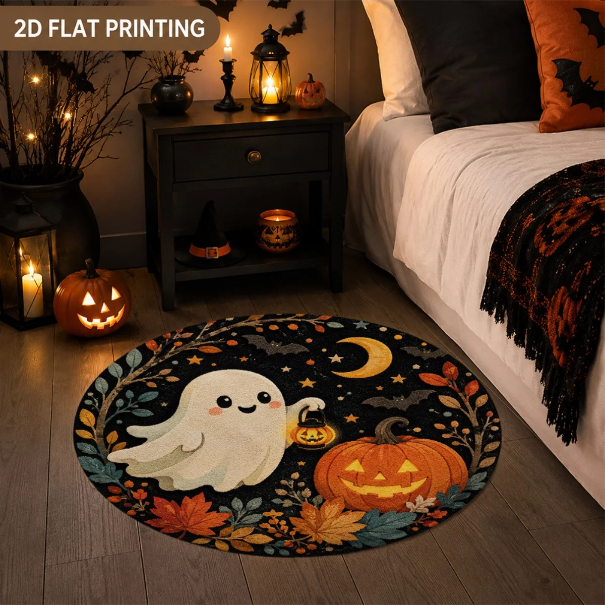 Christmas Gnome 2D Stair Vortex Illusion Circular Carpet, Non Slip Washable Winter Holiday Area Rug, Indoor Floor Decor  Living
