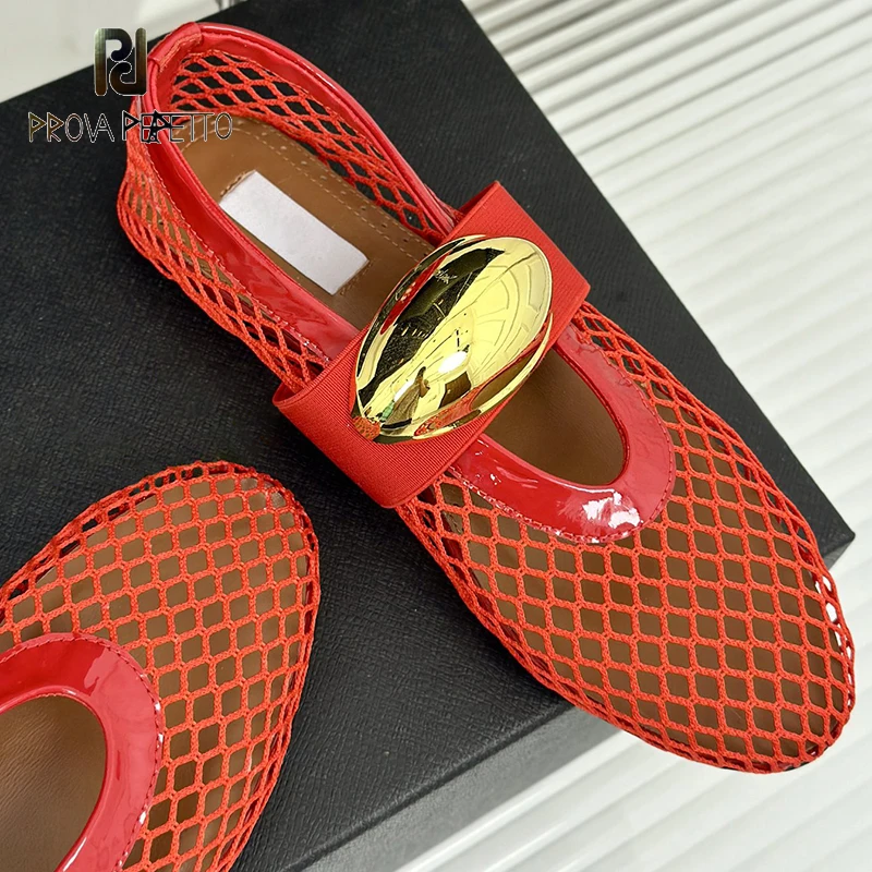 

Big Metal Buckle Strap Lady Flat Mesh Shoe Modern All Match Runway T-show Comfortable Mules Elegant Summer Autumn Loafer