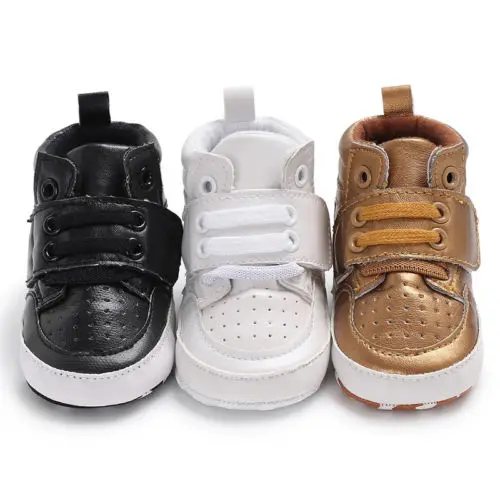 0-18M Toddler Shoes Baby Boy Girl PU Ankle Boots Crib Shoes Anti-slip Sneaker