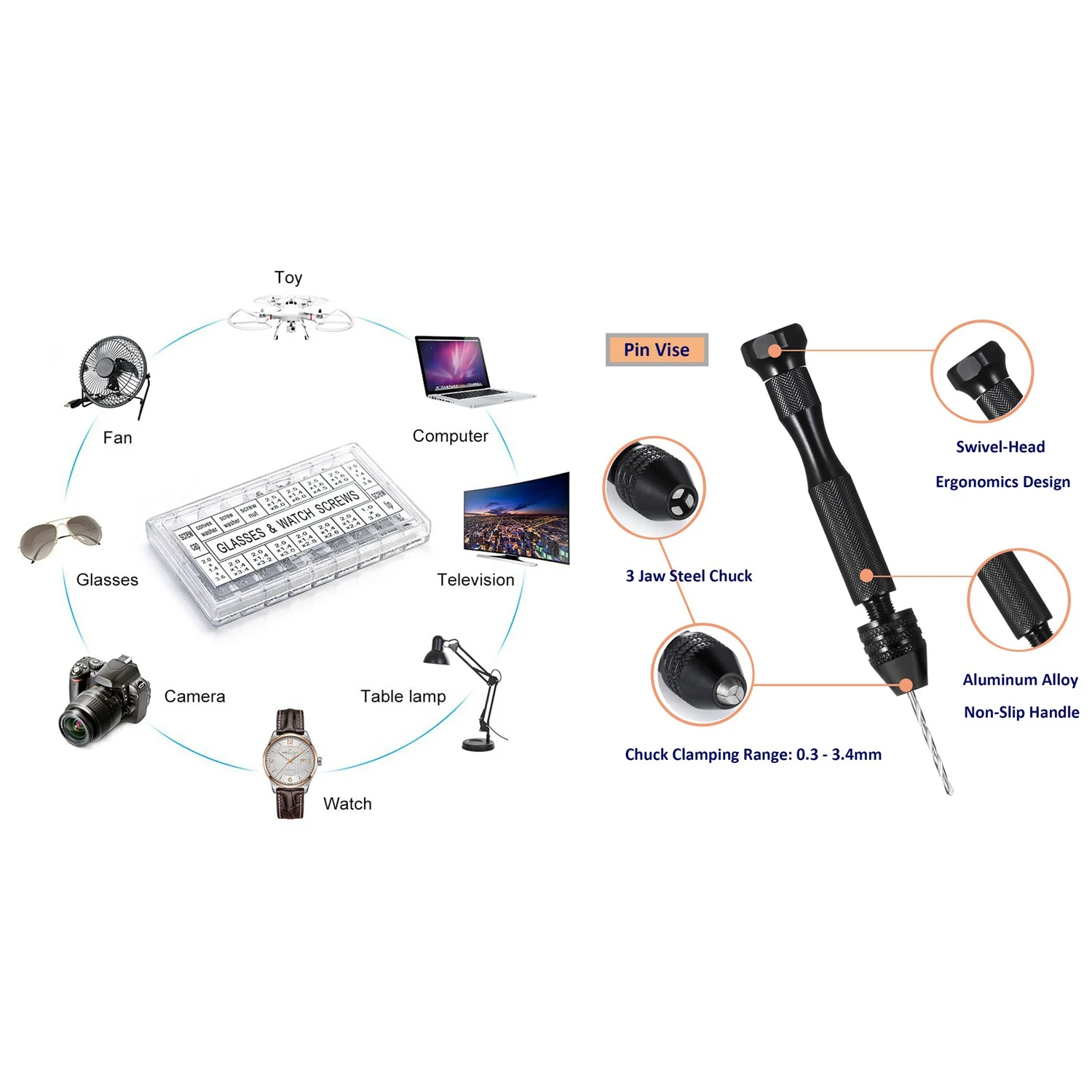 

PZHI-1000 шт., комплект для ремонта очков из нержавеющей стали, винт для ремонта часов с набором ручных сверл, прецизионные тиски