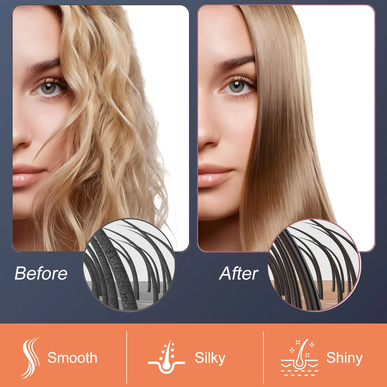 Hatteker-peine alisador de iones, portátil, uso doméstico, alisador ajustable multitemperatura negativo, nuevo modelo, herramienta de peinado