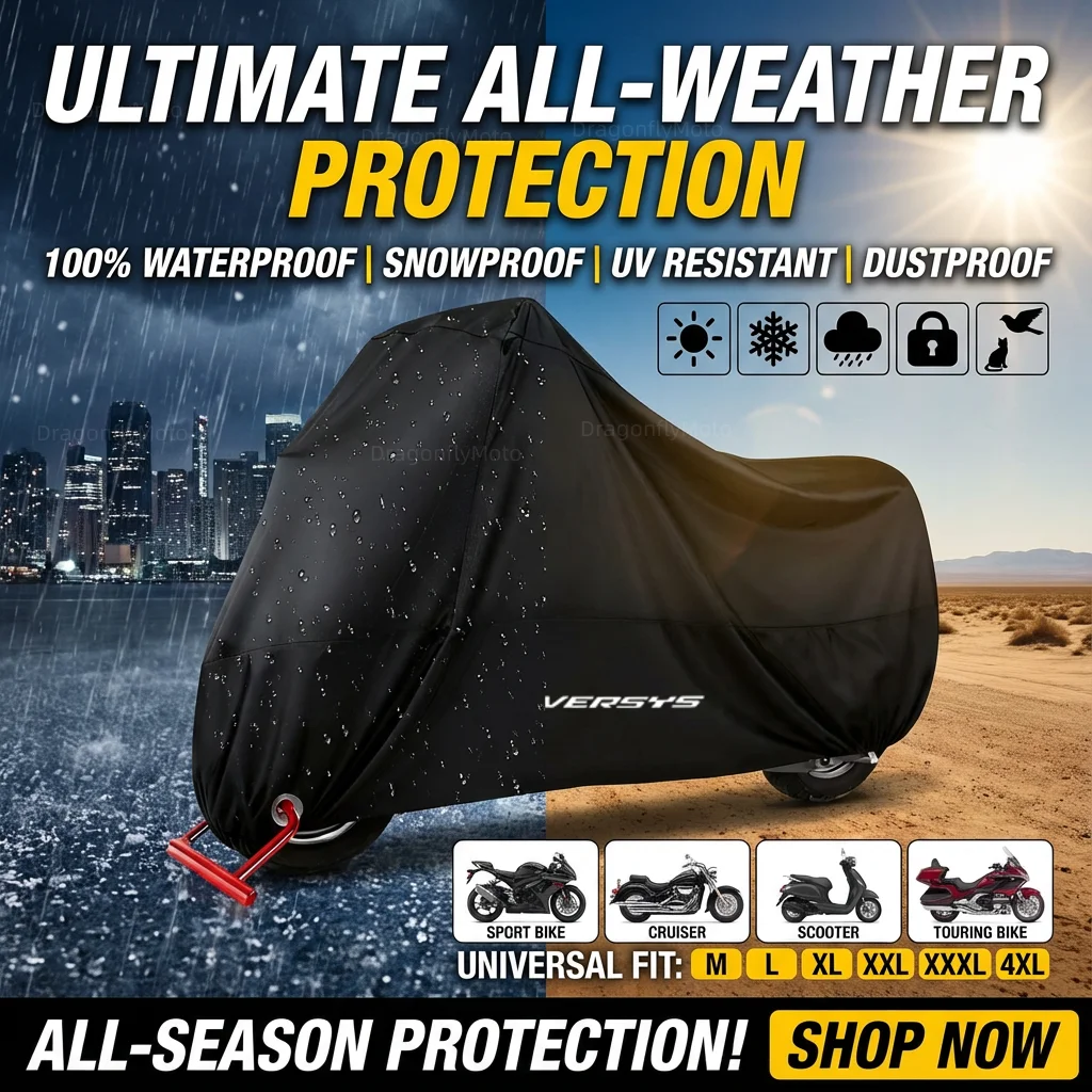 

For Kawasaki Versys 650 300 300X 1000 X300 2015-2022 190T Waterproof Motorcycle Covers Motors Dust Rain Snow UV Protector Cover