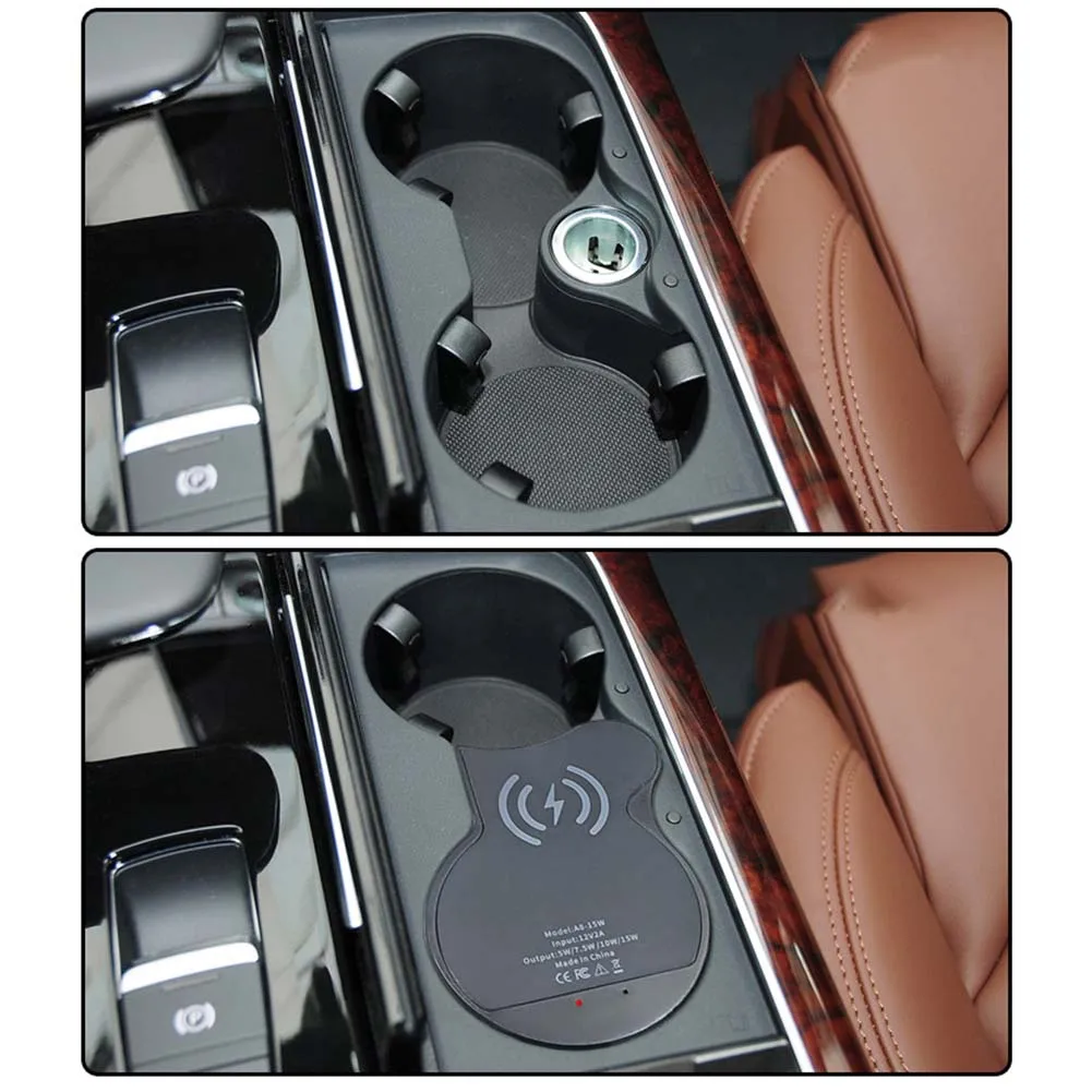 

Car Phone Holder Wireless Charger For Daily Driving Use Built-in Magnetic Ring Rounded Side Profile 12V Power Input