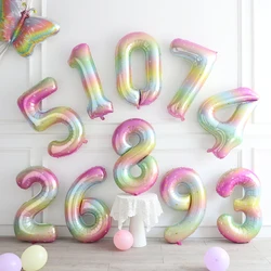 40inch 1 2 3 4 5 Large Rainbow Star Number Balloon Gradient Colorful Foil Helium Balloons Girls Birthday Party Decoration Globos