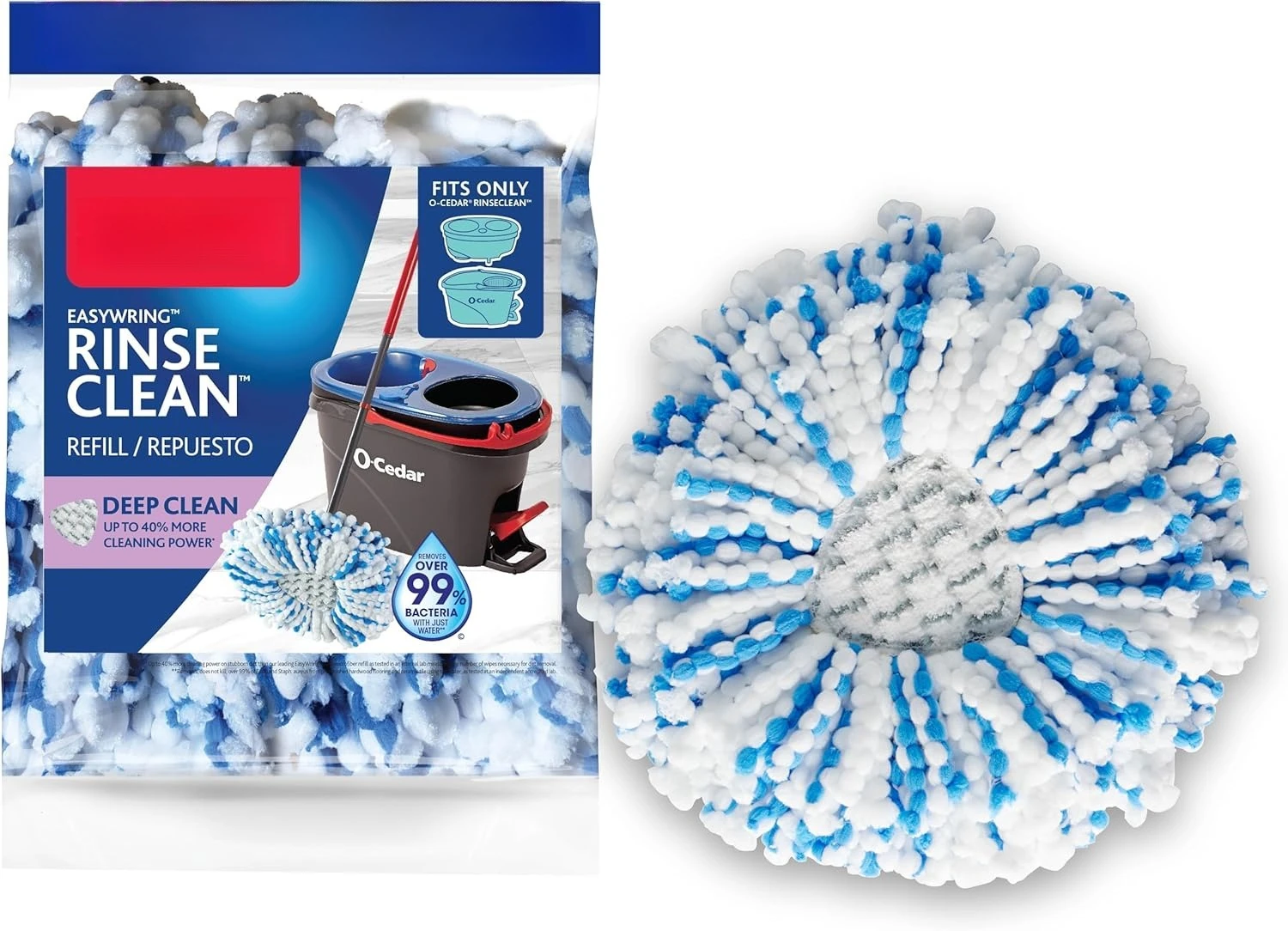 

Deep Clean Spin Mop Head Replacement (1-Pack) | 40% More Cleaning Power | Microfiber Refill | Machine Washable