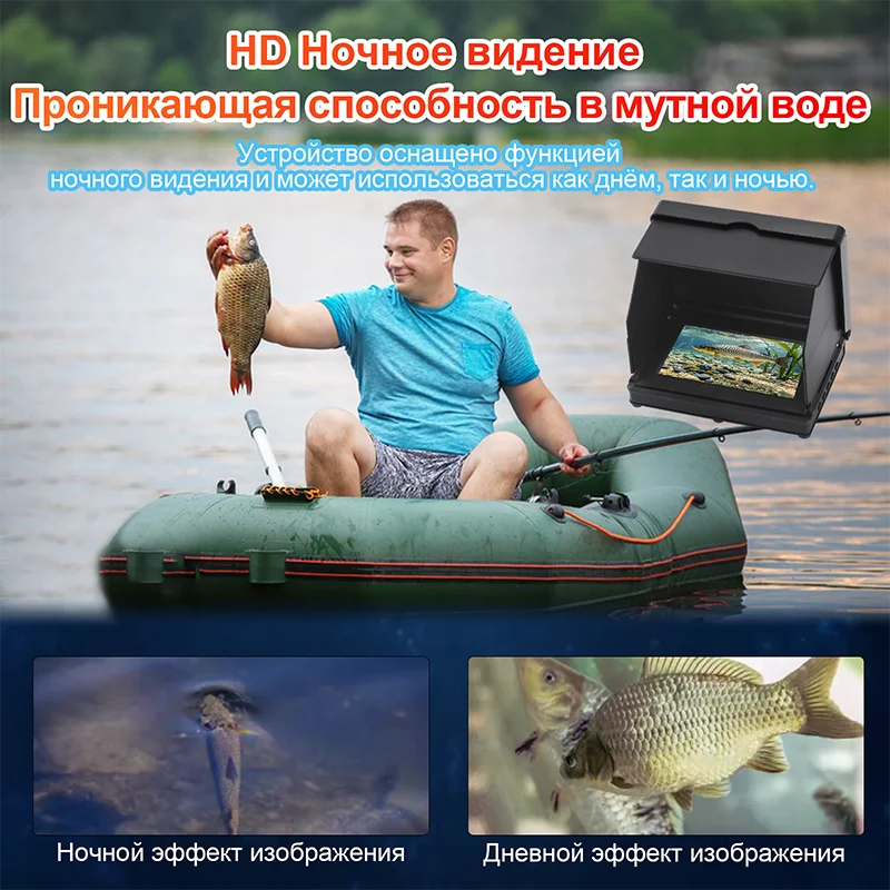 Heimerdinger 360° Rotating Underwater Fish Finder with HD Night Vision, IPX7, Temp & Depth Sensor for Ice/Kayak/Fishing