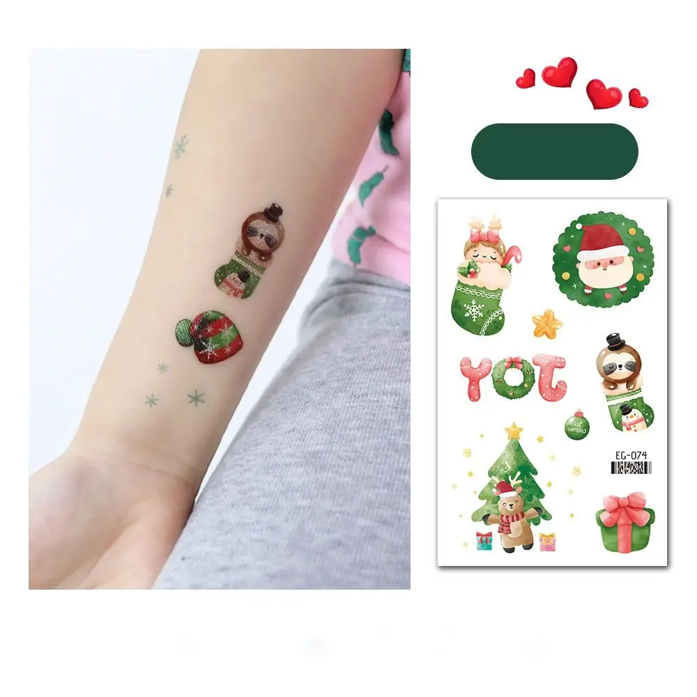 Snowman Waterproof Temporary Tattoo Sticker Body Art Cartoon Festival Tattoo Long Lasting Cute Christmas Stickers Child