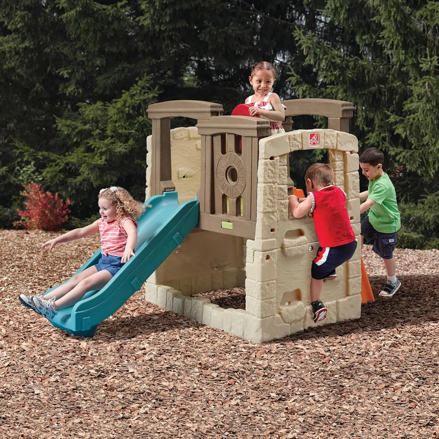 Woodland Climber II Kids Playset, Ages 2 –6 Years Old, Toddler Slide and Climbing Wall, Outdoor Playground for Backyard, Sturdy