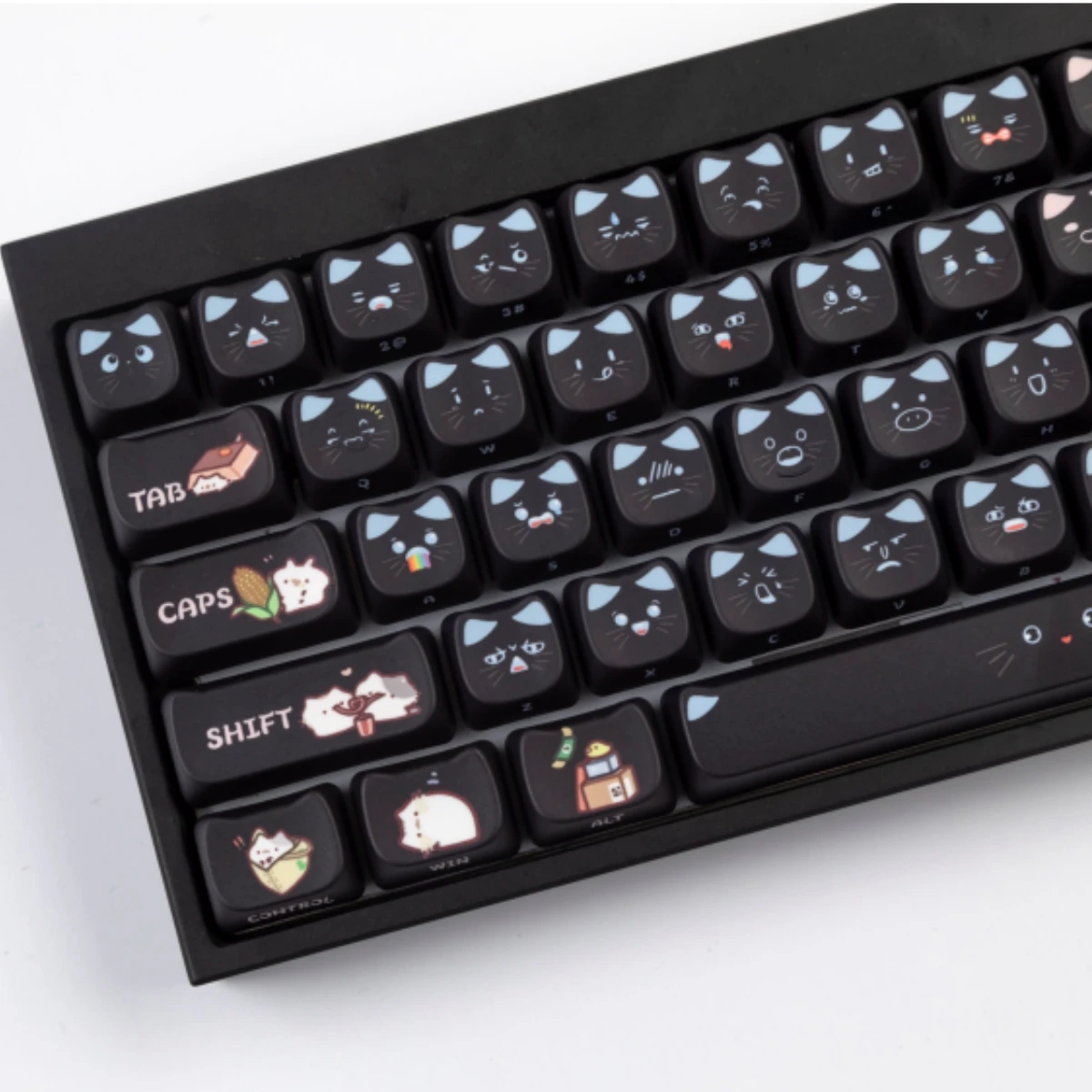 133 Keys Cute Cat Head Shine Through Keycaps Side Printed PBT Double Shot Keycaps MAO Profile For MX Switches Gaming Keyboards
