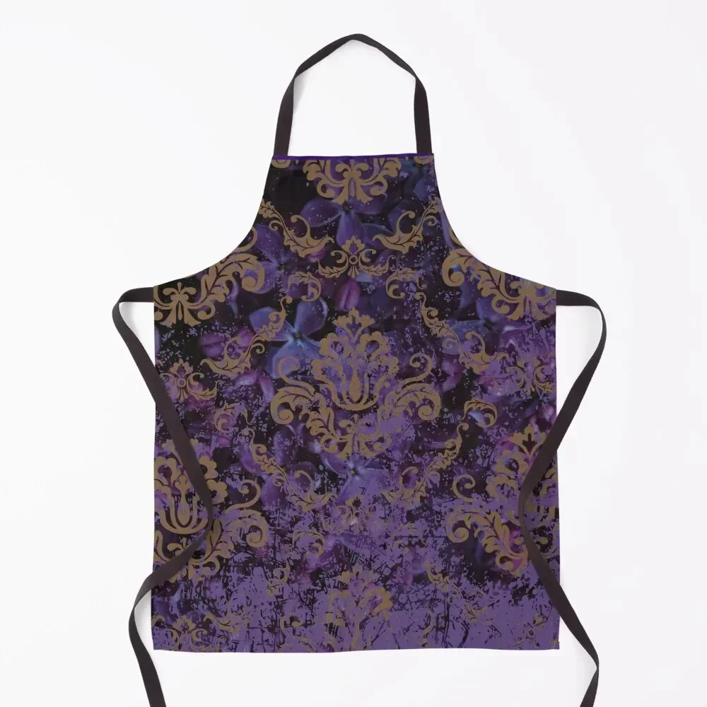 

Shabby Chic Purple Damask Pattern Apron Kitchen accessories Beauty Women's Home Clothes Chef Accessories Apron