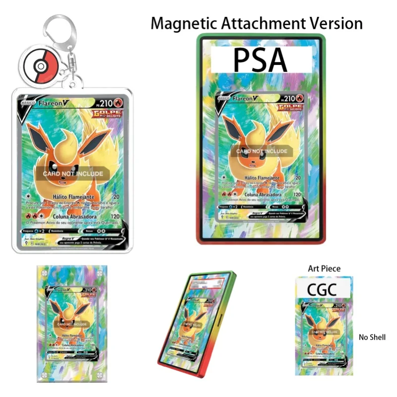 Présentoir d'art pour Pokémon Evolving Skies Flareon V Anime, Cadeau pour les fans d'art, Étui de protection en acrylique recyclable, Porte-clés