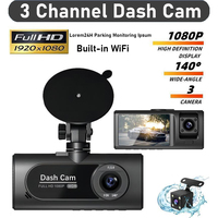 3-channel WiFi car DVR high-definition 1080P 3-screen car driving recorder 3-channel camera DVR recorder 3-screen driving record