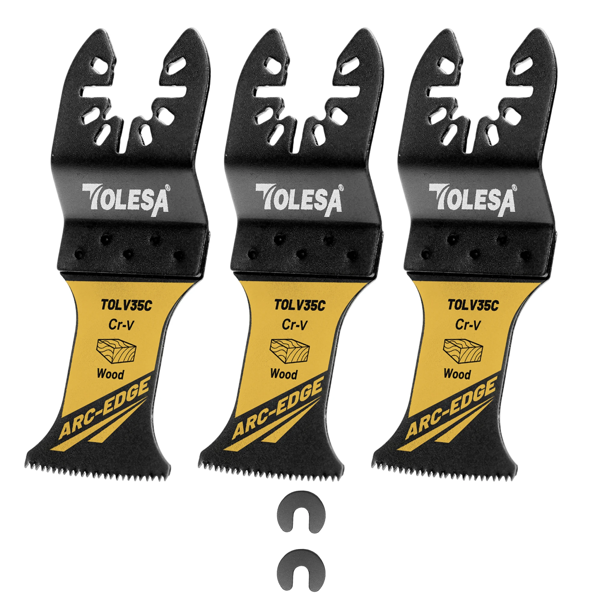 TOLESA 3PCS Set di lame per sega oscillanti con bordo ad arco Lame multiutensile per legno Taglio in plastica Lama oscillante affilata resistente all'usura CRV