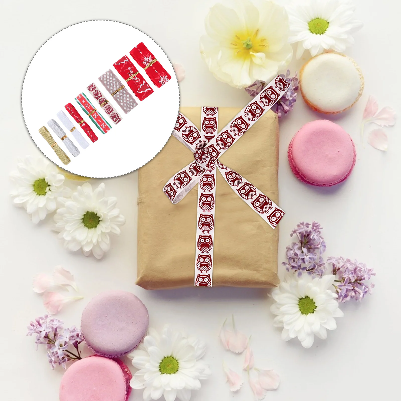 

9 Rolls Christmas Gift Packing Ribbons Assorted Colors Festive Design Easy to Use Party Decor Christmas Ribbon