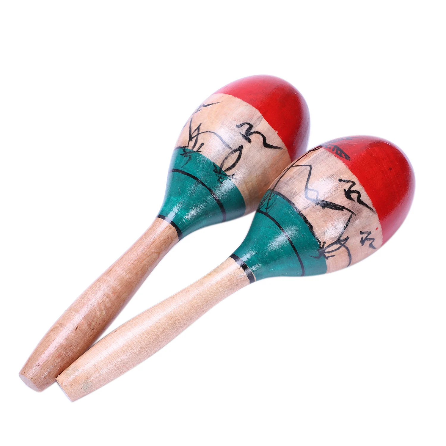 1 Pair Wooden Maracas Durable Large 25Cm Musical Educational Instrument Toy For Children Kids Maraca