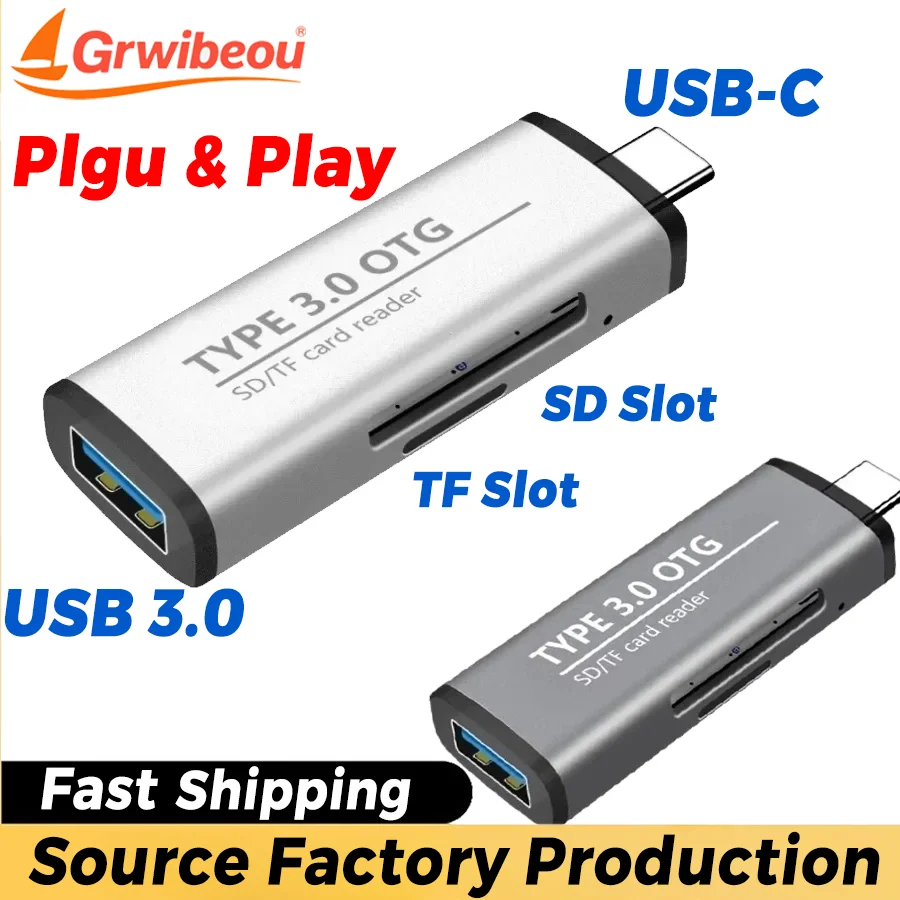 

Type C SD TF Card Reader High-Speed USB C To Micro SD/TF Card Adapter USB 3.0 Dual Slots Smart Memory Card Reader for PC Laptop