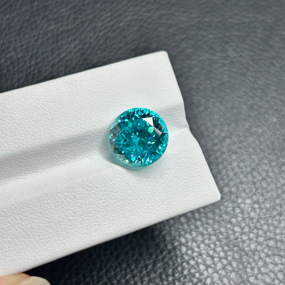 Lab Grown Green Paraiba Round Brilliant Cut Gemstone for Jewelry Making