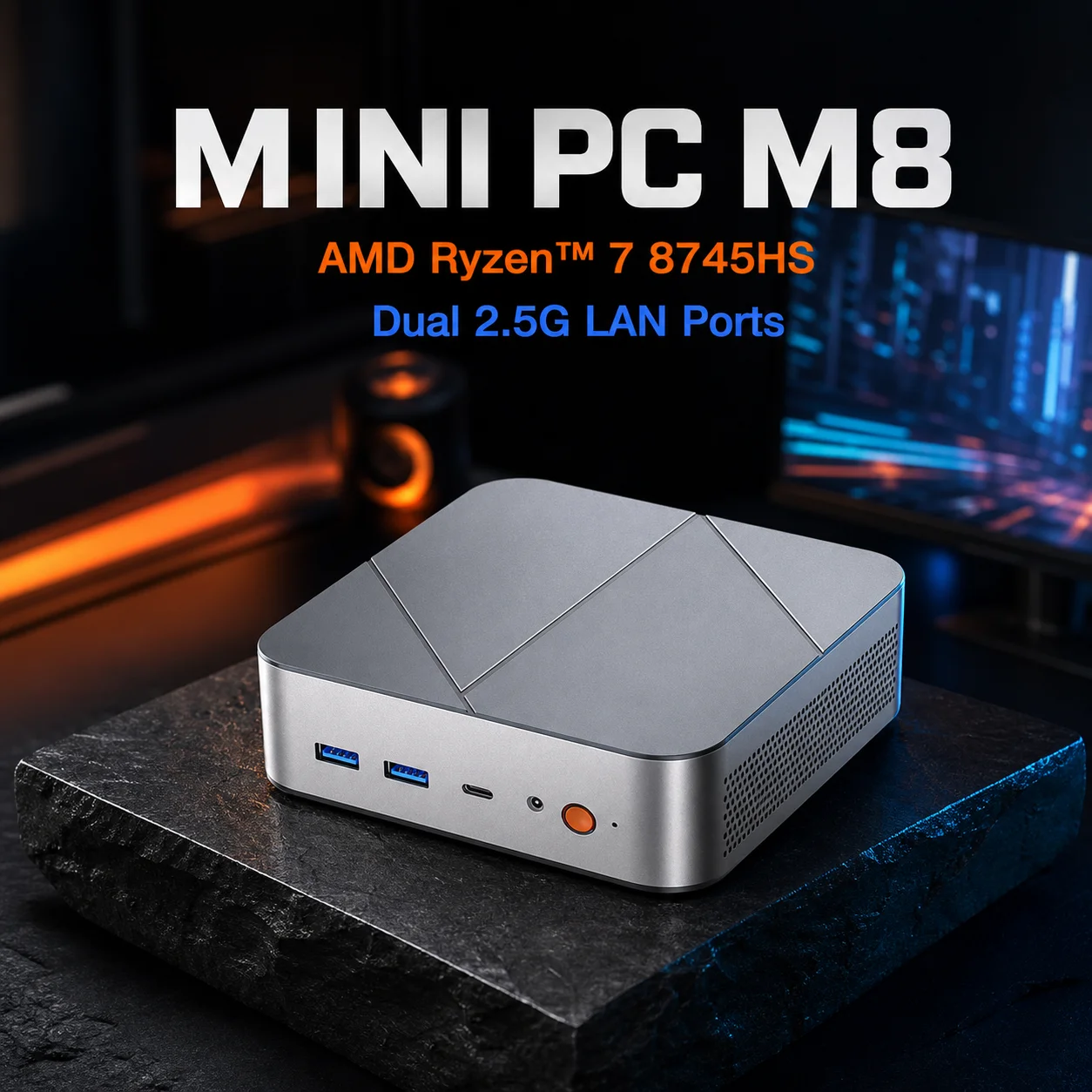 Ninkear M8 Mini PC AMD Ryzen 7 8745HS, Radeon 780M Graphics, 16GB DDR5 1TB SSD, 8K or Triple 4K Display, USB-C, USB 3.2, HDMI, DP 2.0, 2.5G LAN, WiFi 6, Windows 11 Pro